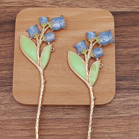 Ancient Style Alloy with Enamel Hair Stick Findings PW-WGE2409-05-1