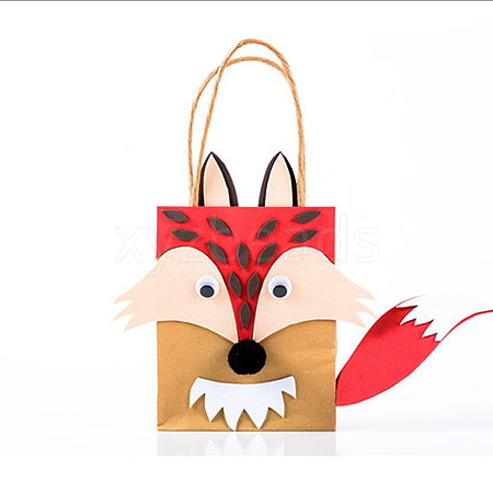 DIY Rectangle with Fox Pattern Kraft Paper Bag Making Set DIY-F079-06-1