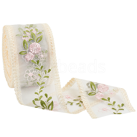 Polyester Embroidery Flower Lace Ribbons DIY-FG0004-74-1