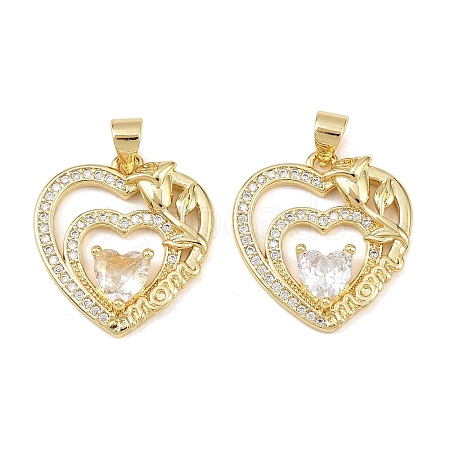 Mother's Day Brass Cubic Zirconia Pendants KK-L251-07G-07-1