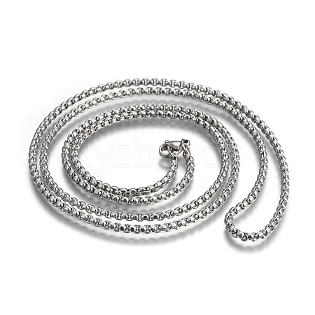 304 Stainless Steel Box Chain Necklaces NJEW-O110-05G-P-1