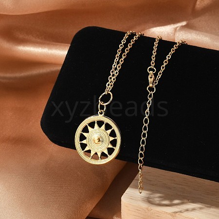 304 Stainless Steel Pendant Necklaces for Women NJEW-S435-02G-A-1