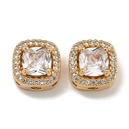 Brass Micro Pave Cubic Zirconia Beads KK-U037-01G-02-1