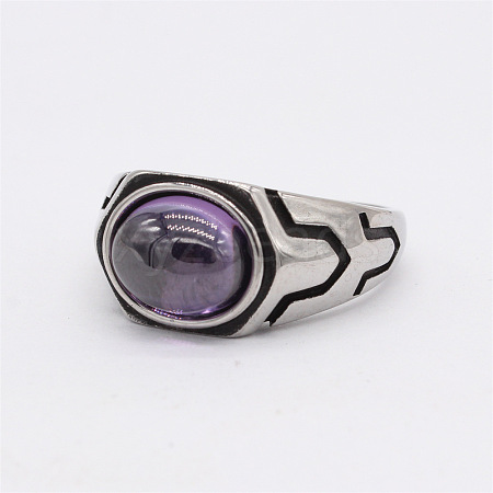 316L Surgical Stainless Steel and Synthetic Gemstone Finger Rings for Men FS-WG3E90C-34-1