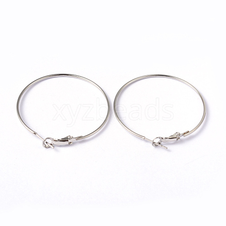 Platinum Color Brass Hoop Earrings X-EC108-3NF-1