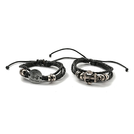 PU Imitation Leather Braided Cord Bracelets BJEW-P329-01AS-1
