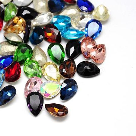 Glass Pointed Back Rhinestone Cabochons RGLA-A008-20x30mm-M-1