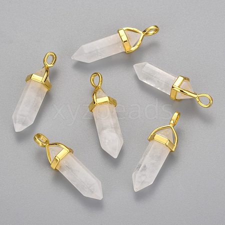 Natural Quartz Crystal Double Terminated Pointed Pendants X-G-G902-B23-1