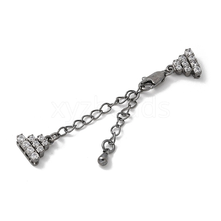 Brass Micro Pave Cubic Zirconia Chain Extender with Glass KK-U052-20B-1