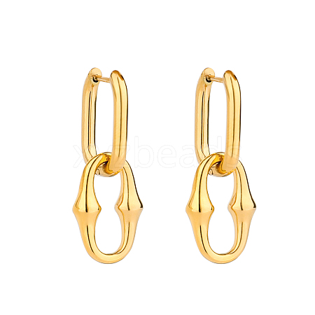 Elegant and Fashionable Oval Golden Plated 304 Stainless Steel Hoop Earrings for Women XK6117-2-1