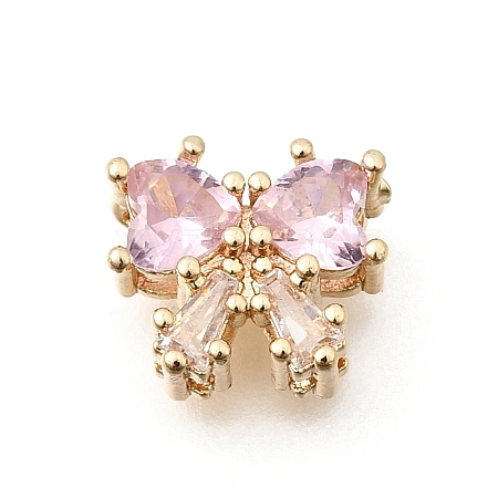 Bowknot Brass Micro Pave Cubic Zirconia Beads KK-Z156-20G-03-1