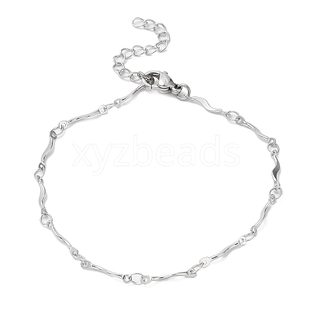 Non-Tarnish 304 Stainless Steel Wave Bar Link Chain Bracelets BJEW-K226-12P-1