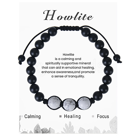 Natural Howlite Beaded Bracelet with 3 Pcs 8mm Matte Stone ZJ6492-7-1