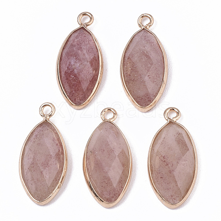 Natural Strawberry Quartz Pendants X-G-T131-07I-1