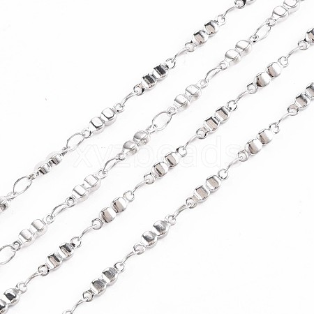 201 Stainless Steel Glasses Shape & Oval Link Chains STAS-N092-113-1