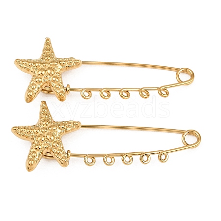 Starfish 304 Stainless Steel Safety Pins Brooch Findings SA-CBA098D-16D-G05-1