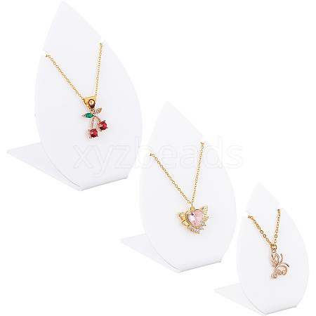 3Pcs 3 Sizes Opaque Acrylic Slant Back Necklace Display Stands NDIS-WH0012-13-1