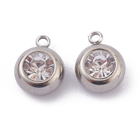 201 Stainless Steel Rhinestone Charms STAS-Z009-03A-04P-1