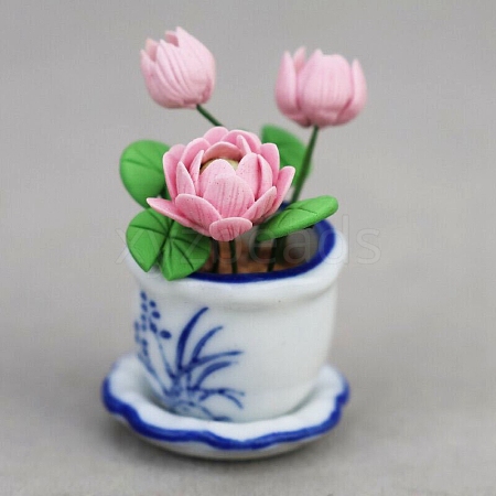 Polymer Clay Lily with Resin Basket Miniature Ornaments PW-WGD70FB-01-1