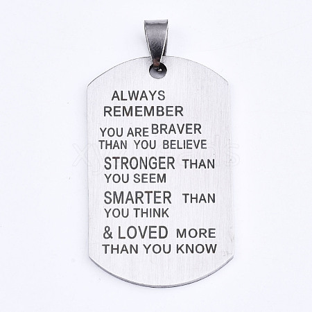 Non-Tarnish 201 Stainless Steel Quote Pendants STAS-T044-232P-1