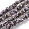 Handmade Gold Sand Lampwork Beads Strands LAMP-R141-8mm-03-1