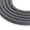 Flat Round Handmade Polymer Clay Beads CLAY-R067-8.0mm-41-3