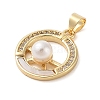 Brass & Shell & Clear Cubic Zirconia Pendants KK-I712-16G-2