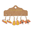 3 Pairs Turkey & Pumpkin & Sandwich Alloy Enamel Dangle Earrings Set for Thanksgiving Outfit WX6718-2-1