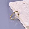Teardrop 304 Stainless Steel with Clear Cubic Zirconia Finger Rings for Women FS-WG6614B-03-3