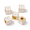 Rack Plating Brass Enamel Beads KK-B060-04G-04Y-3