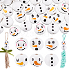Round Christmas Snowman Print Wood European Beads WOOD-PH0003-25-1