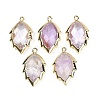 Natural Amethyst Faceted Leaf Pendants G-I375-04G-20-1