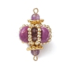 7Pcs 7 Colors Dyed Synthetic Imperial Jasper & Handmade Glass Seed Beaded Rhombus Connector Charms PALLOY-MZ00960-2