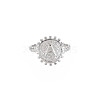 Non-Tarnish 304 Stainless Steel Flat Round with Initial Letter Open Cuff Ring for Men Women RJEW-S405-246P-A-1