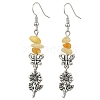 Natural Mixed Stone Chip Dangle Earrings Set for Women EJEW-JE06248-4