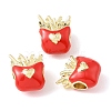 French Fries with Heart Brass Enamel European Beads KK-CBA9CBD-04G-1