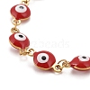 Enamel Oval with Evil Eye Link Chains Bracelet BJEW-P271-04G-01-2