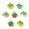 7Pcs 7 Colors Handmade Copper Wired Glass Beaded Fruits Pendants PALLOY-CJ00100-1