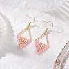 Handmade Glass Seed Beads Rhombus Dangle Earrings EJEW-MZ00542-04-1