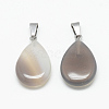 Teardrop Natural Grey Agate Pendants G-Q368-17-2