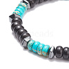 Natural Imperial Jasper & Synthetic Hematite & Coconut Shell Stretch Bracelet with Alloy Lion BJEW-JB08149-5