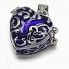 Enamel Heart Rack Plating Platinum Brass Prayer Box Pendants KK-L101-01B-1