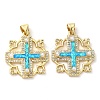 Rack Plating Brass Micro Pave Cubic Zirconia Pendants KK-P268-08B-G-2