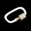 Oval Brass Micro Pave Clear Cubic Zirconia Screw Carabiner Clasps KK-B167-01B-01G-2