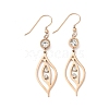 304 Stainless Steel Leaf Dangle Earrings EJEW-Z129-13RG-4