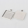 Tibetan Style Alloy Square Pendant Cabochon Settings X-TIBEP-N003-05AS-2