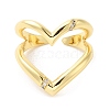 Heart Brass Micro Pave Cubic Zirconia Open Cuff Rings RJEW-P098-12G-2