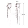 Crystal Rhinestone Heart with Tassel Dangle Stud Earrings JE1029A-2