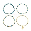 4Pcs 4 Styles Adjustable Natural Apatite & Synthetic Hematite Bead Bracelets BJEW-JB14151-03-4