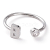 Brass Micro Pave Clear Cubic Zirconia Cuff Rings RJEW-J074-01P-B-1